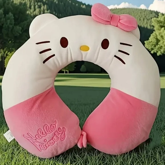 🐎NEW! Hello Kitty Pink and White Travel Neck Pillow - Picture 1 of 3